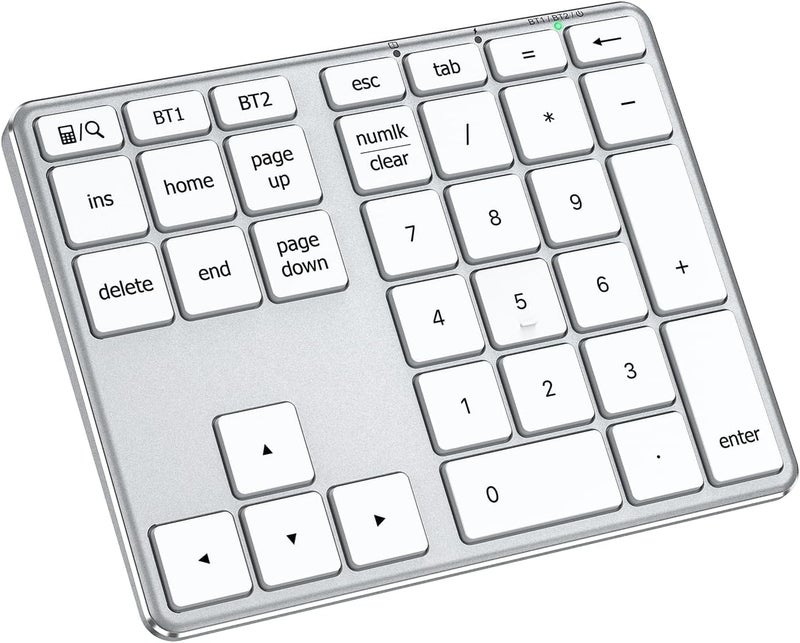 iClever KP10 Bluetooth Number Pad, Dual Device Connection, 34 Keys Ultra-Slim for Mac/Windows/iPad, USB-C Rechargeable, Quiet Keys, Excel Accounting Numpad with Long Battery Life - Image 1